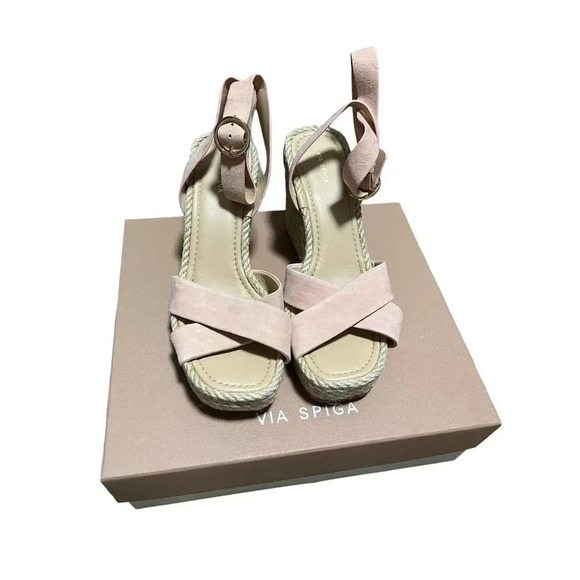 Via Spiga Sesilia Suede Wedge Sandals - Picture 7 of 7